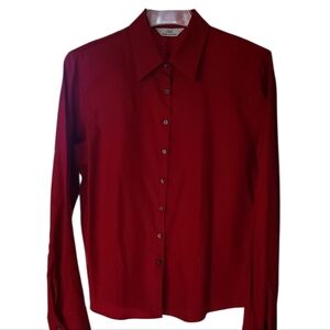 Brooks Brothers Women's Deep Red Soft Cotton Button-Down Blouse Size Medium